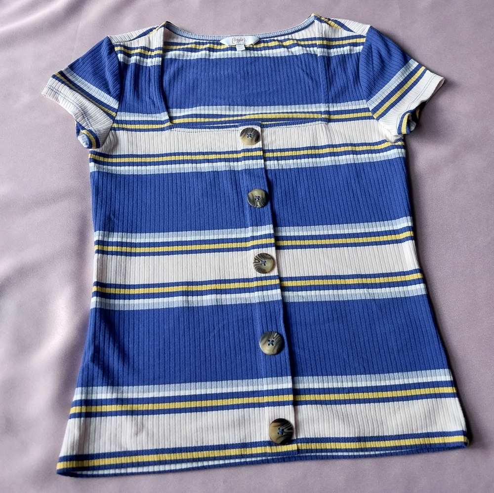 Candies Y2K Striped Top With Button Detail Size XS